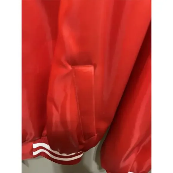 Vintage 1980s BASS MASTERS Red Satin Bomber Jacket w/PatchS & Logo